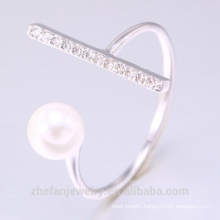 2018 new fashion jewelry custom sterling silver jewelry pearl ring